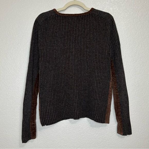 Zara Men’s Wool Blend Knitted Velvet Trim Henley Sweater - Picture 6 of 10